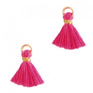 Mini Kwastje Ibiza style 1cm Gold-magenta purple